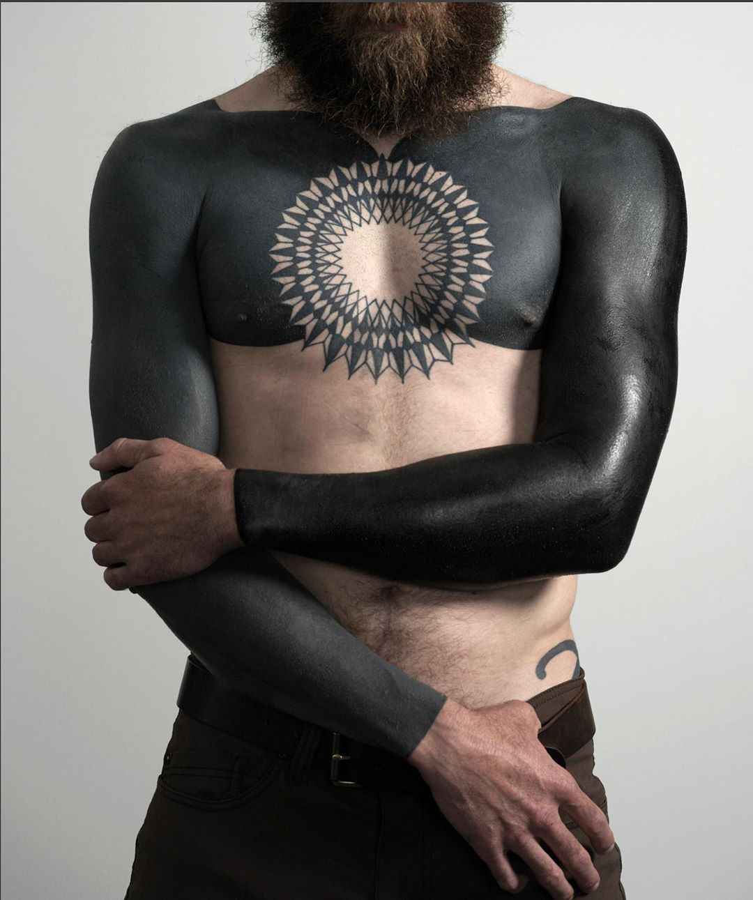 Blackwork A Full Body Blackout With Cosmos, Tattoo Idea - BlackInk AI